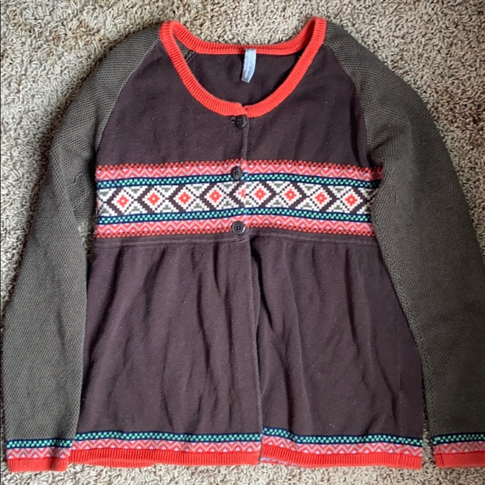Hanna Andersson Fair Isle Cardigan Sweater mom S
